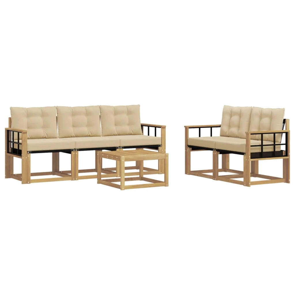 Set di divani da esterno con cuscino 6 pcs Bianco e Beige