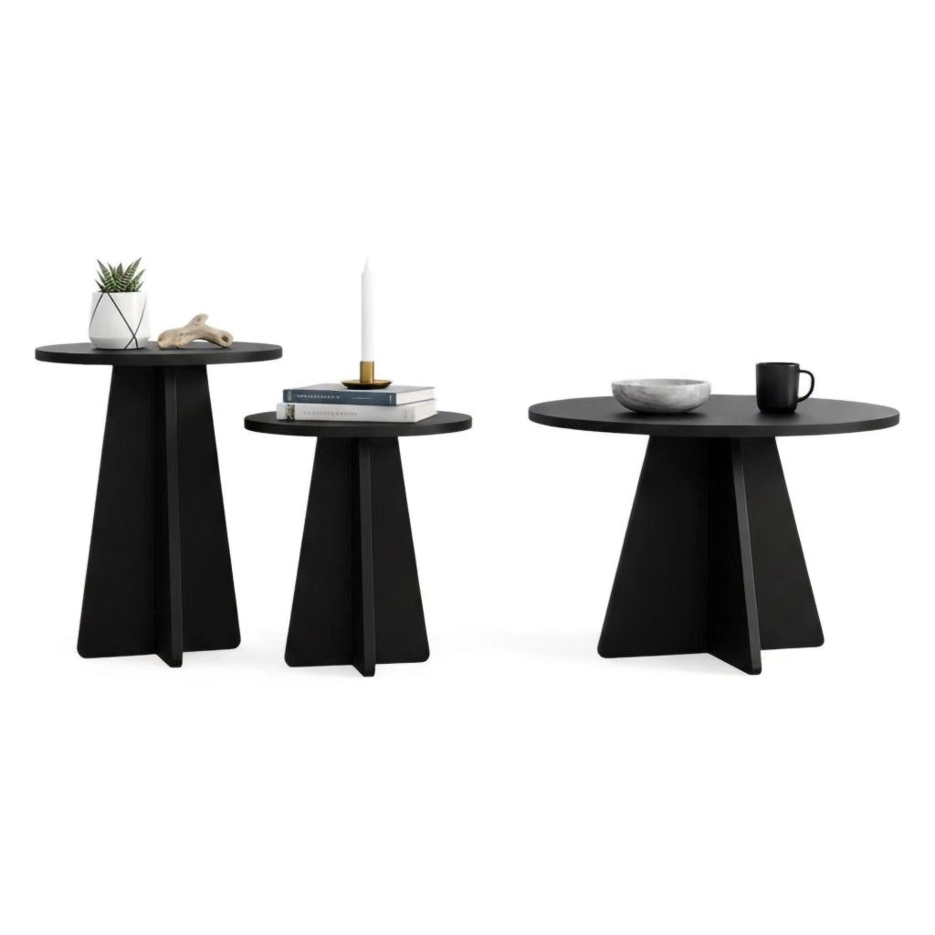 Cargeghe, Tavolino da Salotto Forma Rotonda, 60x60x40h cm Nero