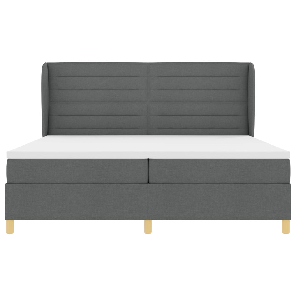 Letto Box Spring  con Materasso Grigio Scuro 200x200 cm Tessuto