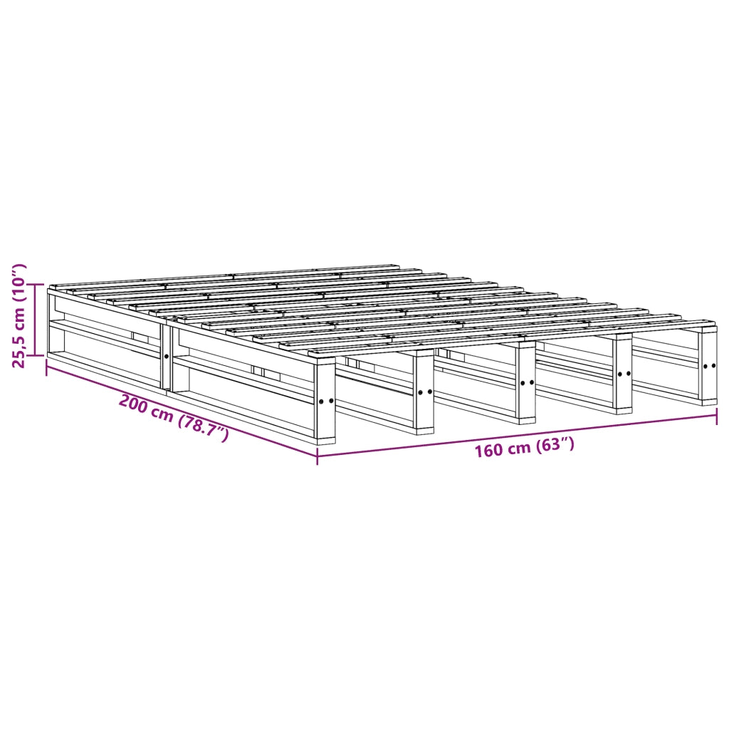 Letto senza Materasso Bianco 160x200 cm Legno Massello di Pino 850849