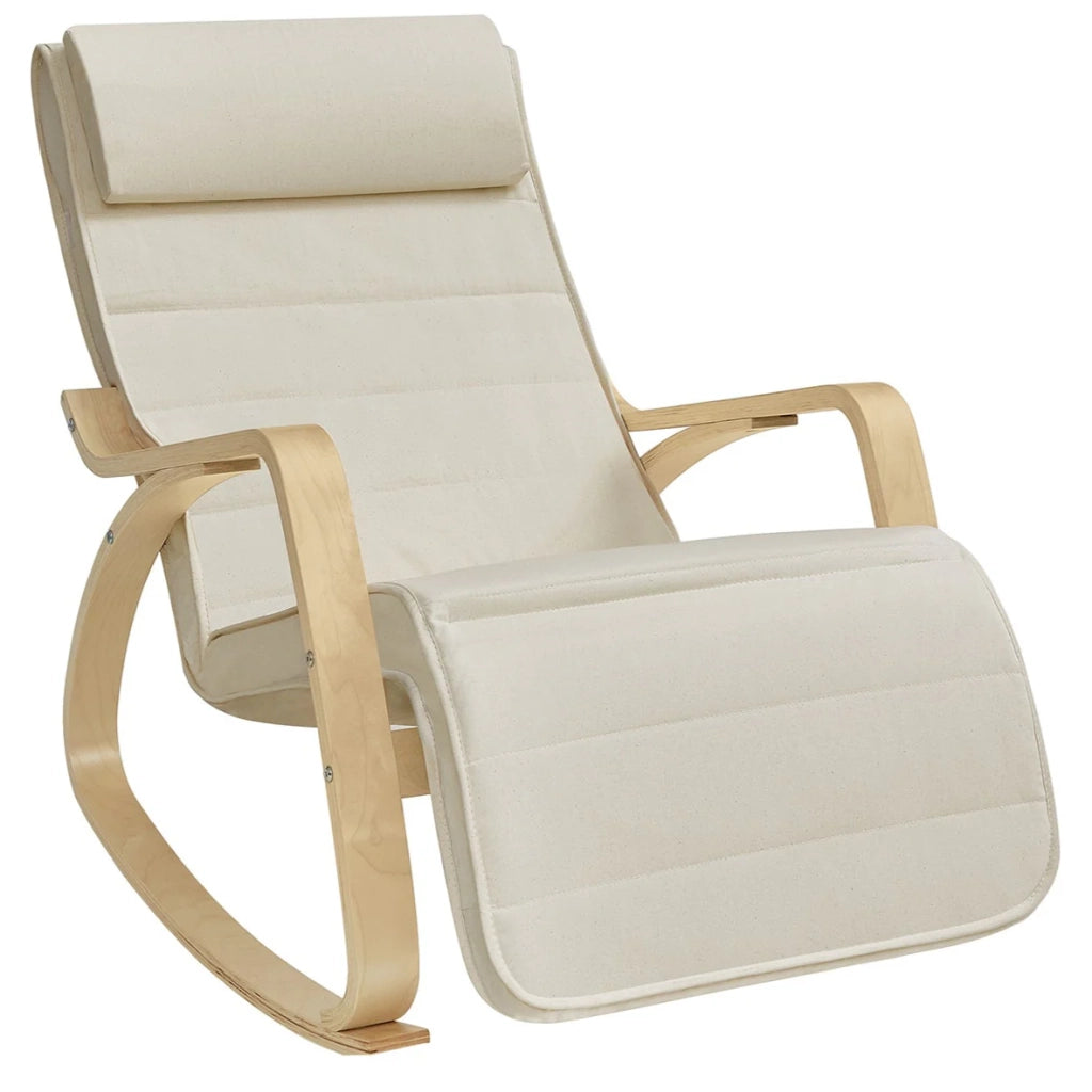 Sedia a dondolo con poggiapiedi regolabile (inclinazione 5°) portata massima 150 kg beige 12_0005850