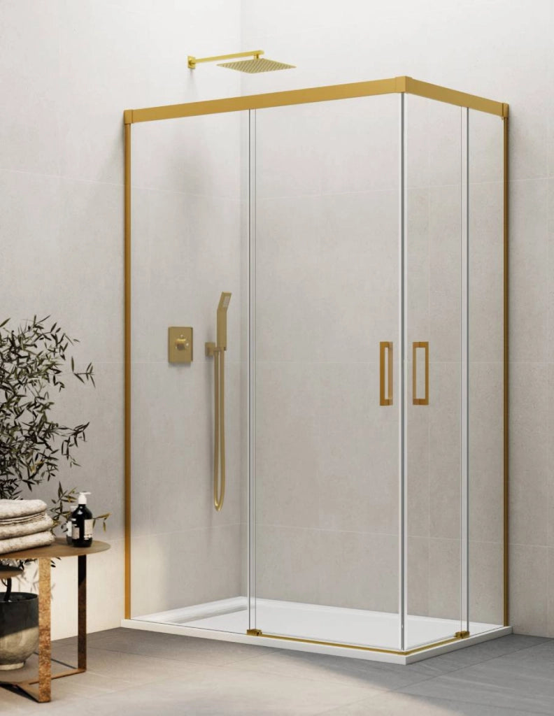 Box doccia ingresso angolare 2+2 THALASSA (BASIC) 90x75 cm Oro vetro trasparente
