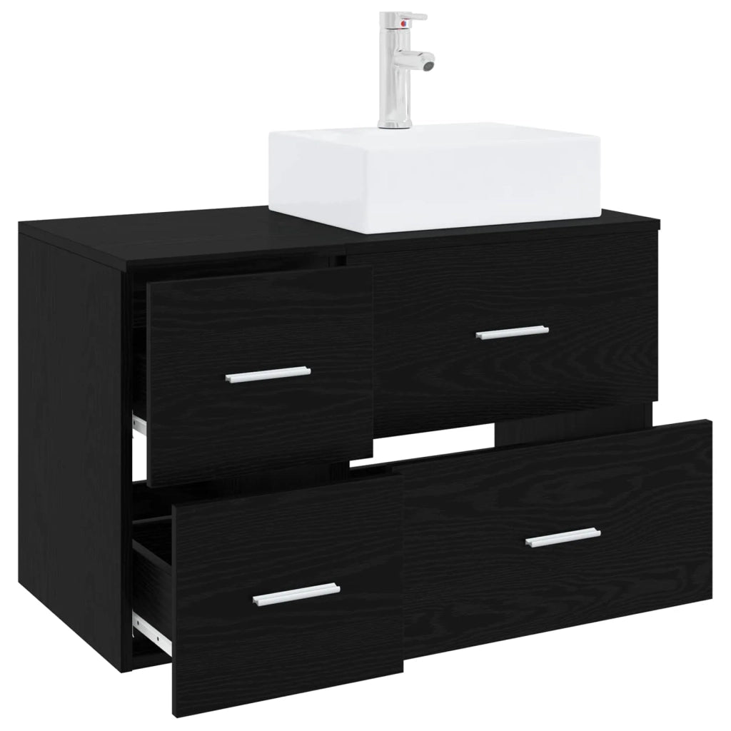Set di mobili per il bagno 2 pz Rovere Nero 3403969