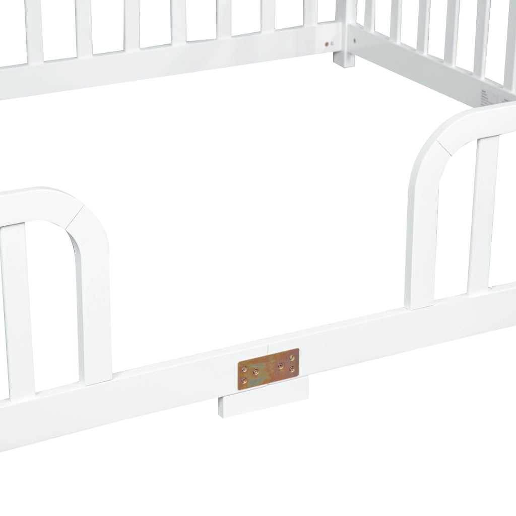 LETTO Basso con Sbarre 140x200 cm Legno di pino Bianco