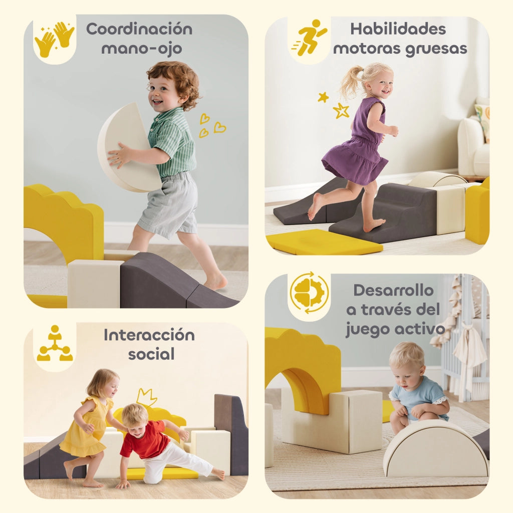 Set 7 Blocchi Schiuma Psicomotricit¨¤ ¨C Xylo ¨C Giallo per Bambini Scalare Gateare