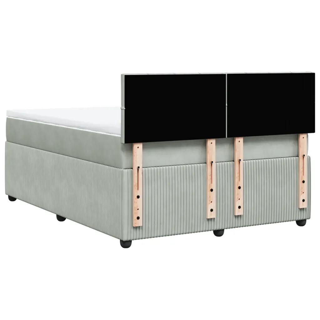 Giroletto a Molle con Materasso Grigio Chiaro 160x200cm Velluto