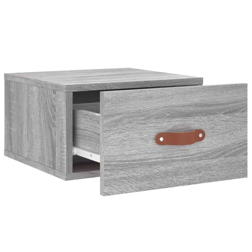 Comodino a Muro-Tavolino da notte sospeso Grigio Sonoma 35x35x20 cm 866080