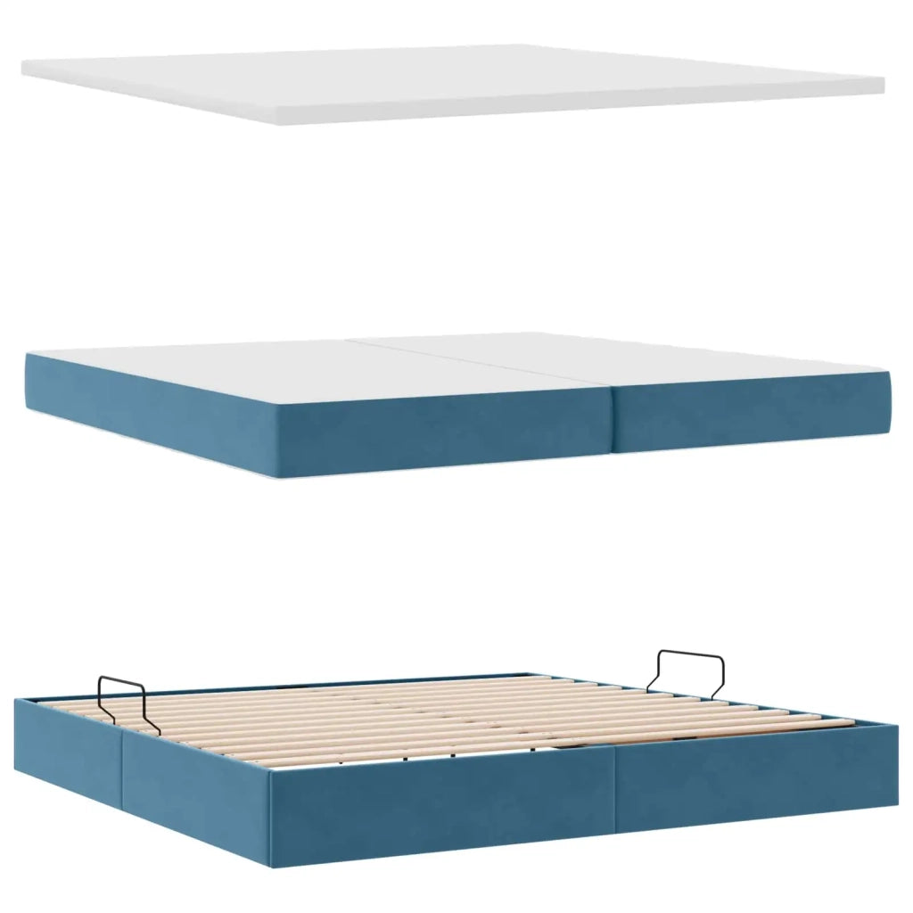 Letto con contenitore LED e materasso Blu Scuro 200 x 200 cm