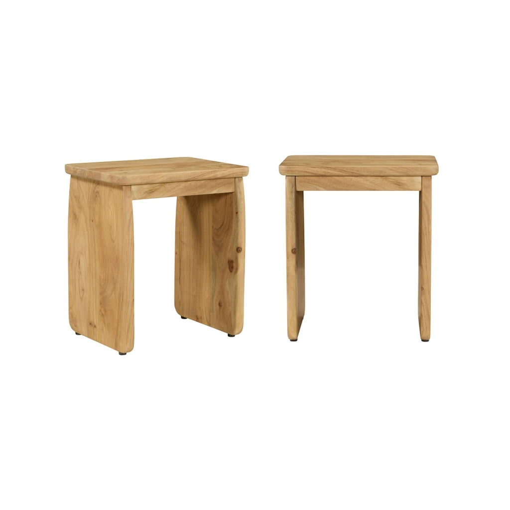 Set di 2 comodini esotici in legno di acacia, marrone naturale