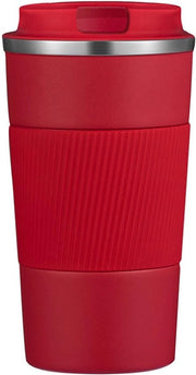 Tazza per caffè isolata - 380 ml - isolata a vuoto con tappo di vetro inaccostabile - tazza per caffè portatile - adatta per auto, esterno, picnic, ufficio - Rosso - 13.5*7cm