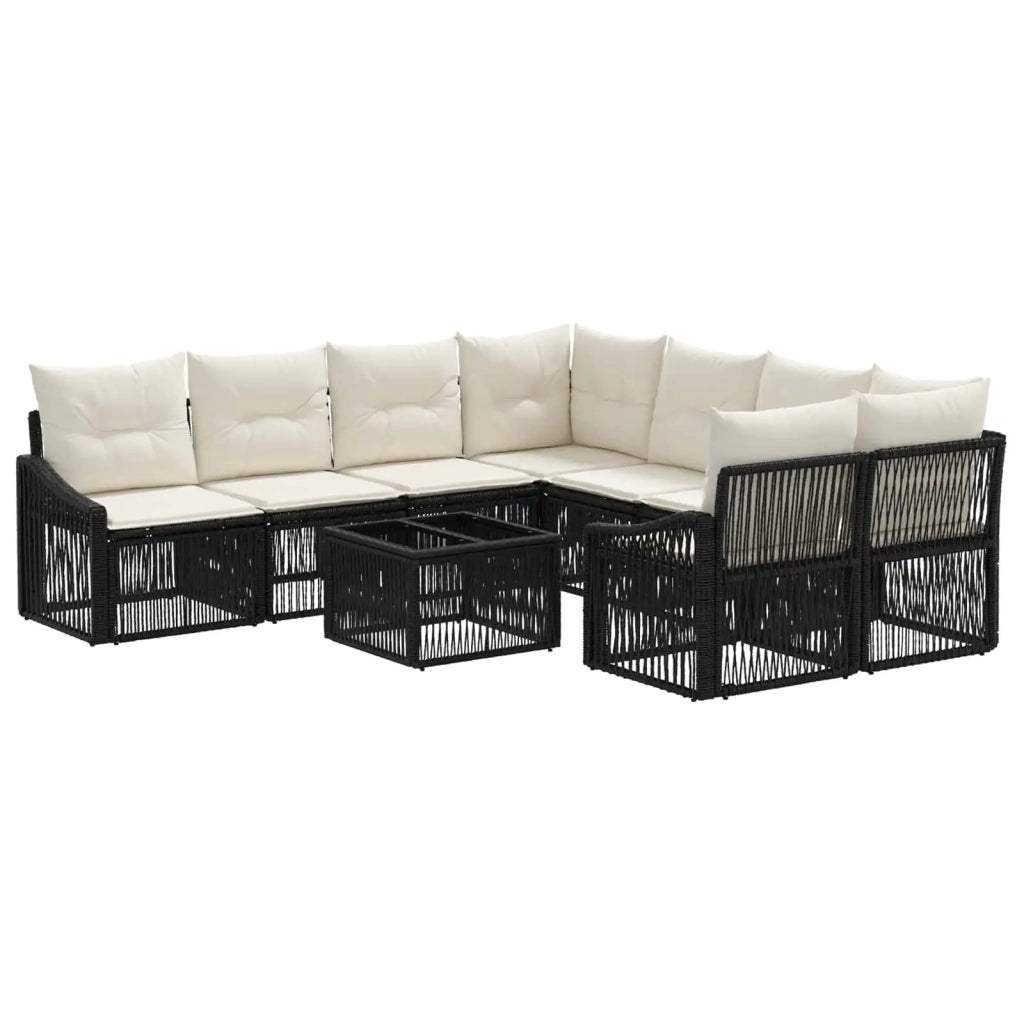 Set Divano da Giardino 9 pz Nero polyrattan 3435952