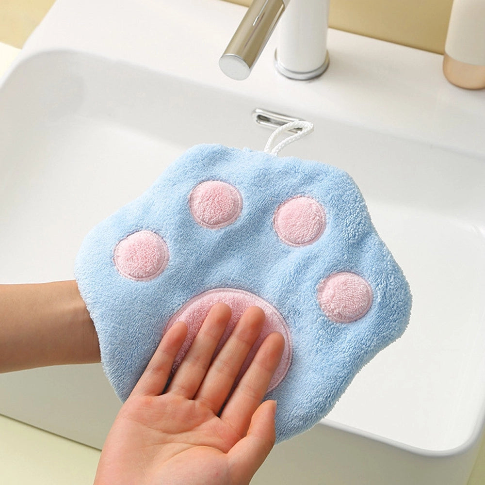 Trade Shop - Asciugamano Morbido Con Impronta Gatto Da Appendere Bagno Bambini Pulizia Casa 10777 -