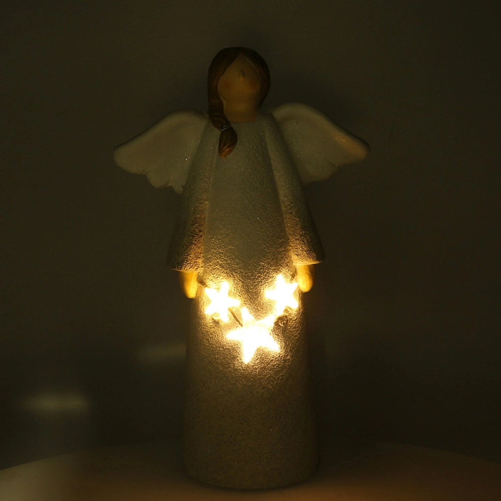 Angelo in Resina con Led bianco cm 24x11,5xh41