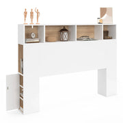 IDMarket - Testiera CLEO 145 CM con contenitori bianchi e faggio