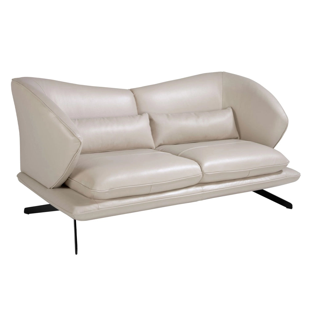 Divano a 2 posti in pelle grigio taupe