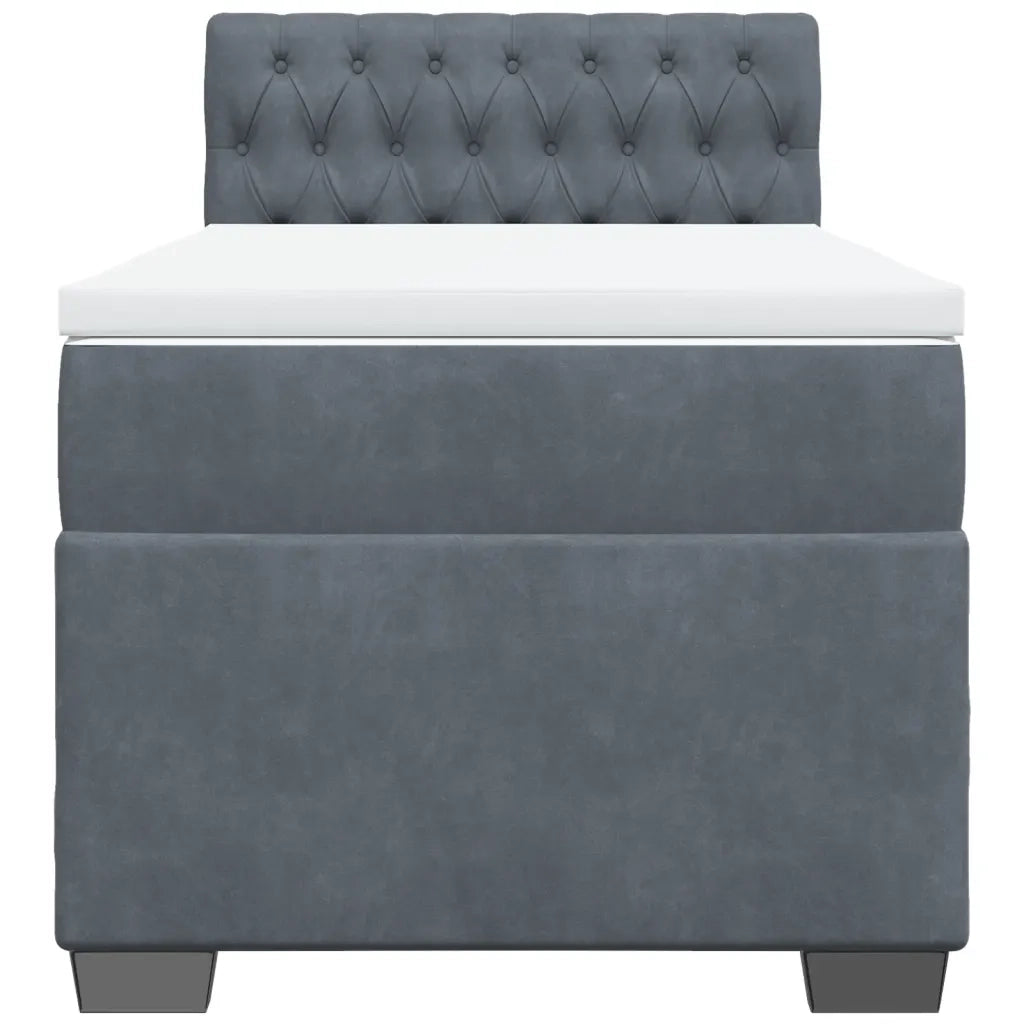 Giroletto a Molle con Materasso Grigio Scuro 90x190 cm Velluto 3286193