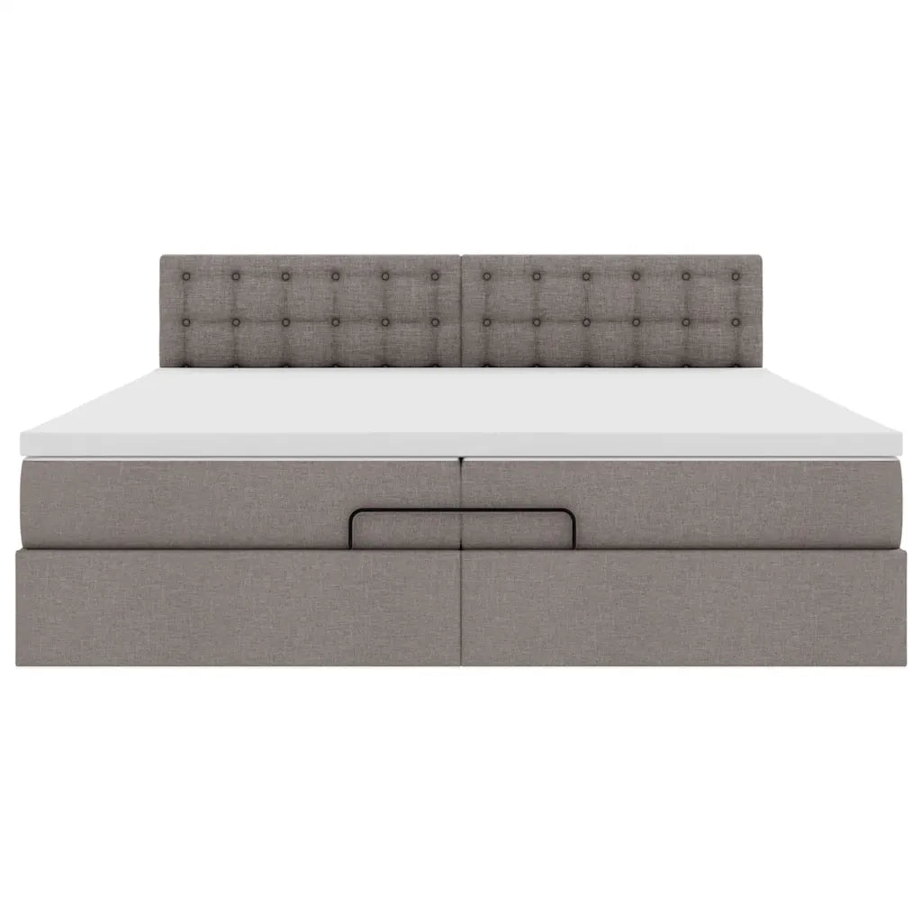 Struttura Letto Pouf con Materassi Tortora 200x200 cm Tessuto 3312503