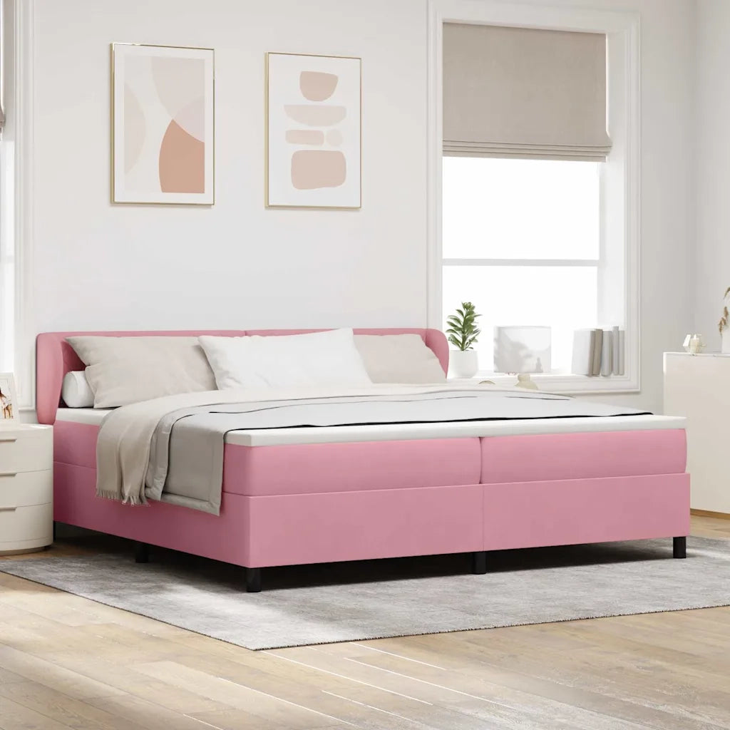 Letto a molle con testiera Rosa 200 x 200 cm Velluto 3340357