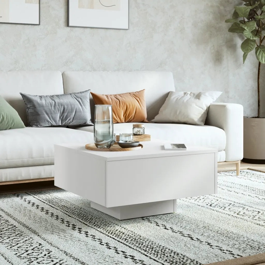Tavolino da salotto | Tavolino da caff¨¨ | Tavolino da Soggiorno Bianco 60x60x31,5 cm in Legno Multistrato