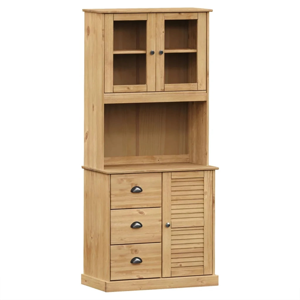 Buffet credenza cassettiera armadio mobile contenitore organizer cucina soggiorno salotto alto 78 x 40 x 175 cm legno di pino massiccio marrone 02_0035657