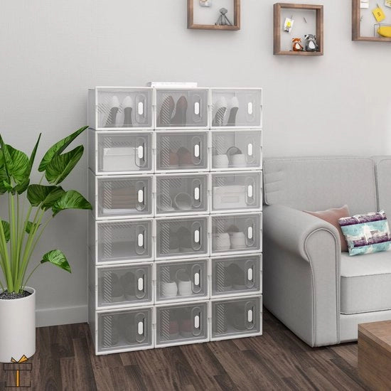 Cassetti di archiviazione - 18 pezzi - Stacking - Pannelli per scarpe - Sneaker - Giocattoli - Trucchi - Impermeabile