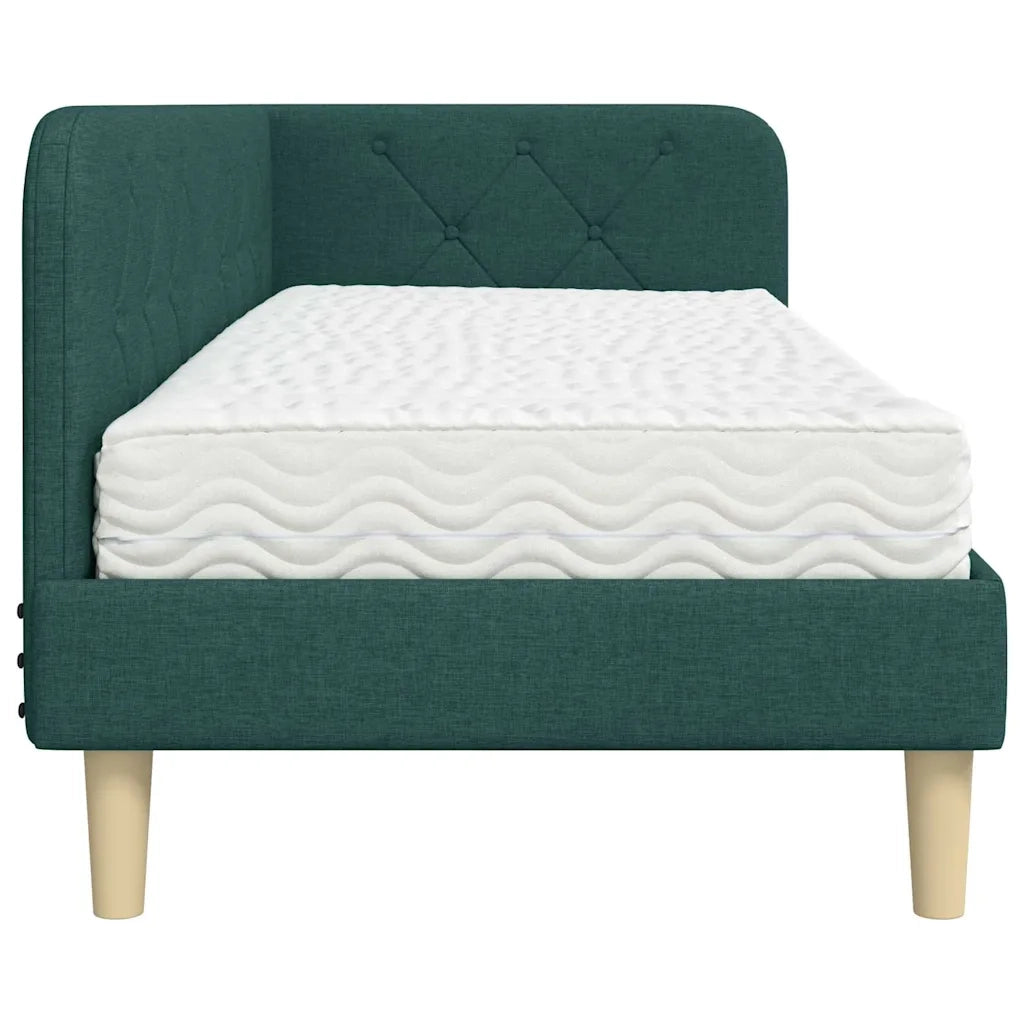 Cornice del letto ad angolo Verde Scuro 80 x 200 cm Tessuto