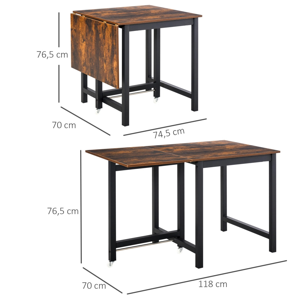 Tavolo da pranzo pieghevole ¨C zephmum ¨C in metallo e legno, marrone, 120x60x75 cm