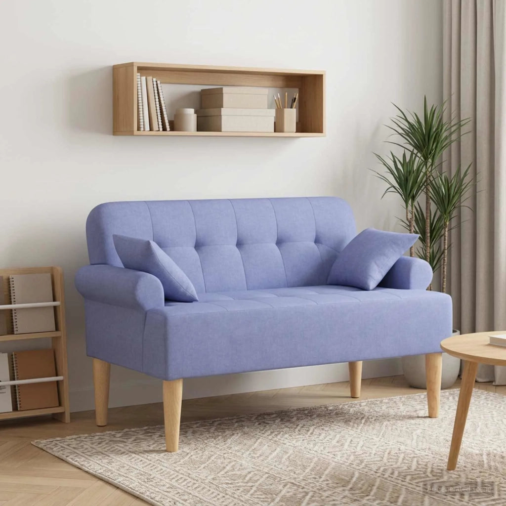 Loveseat con bottoni imbottiti Blu jeans 120 x 65 x 79 cm 42041821