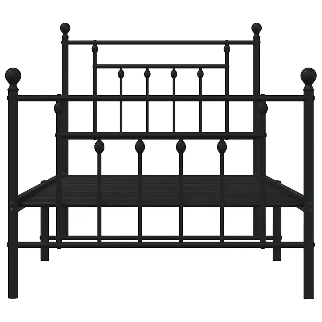 Giroletto con Testiera e Pediera Metallo Nero 90x200 cm