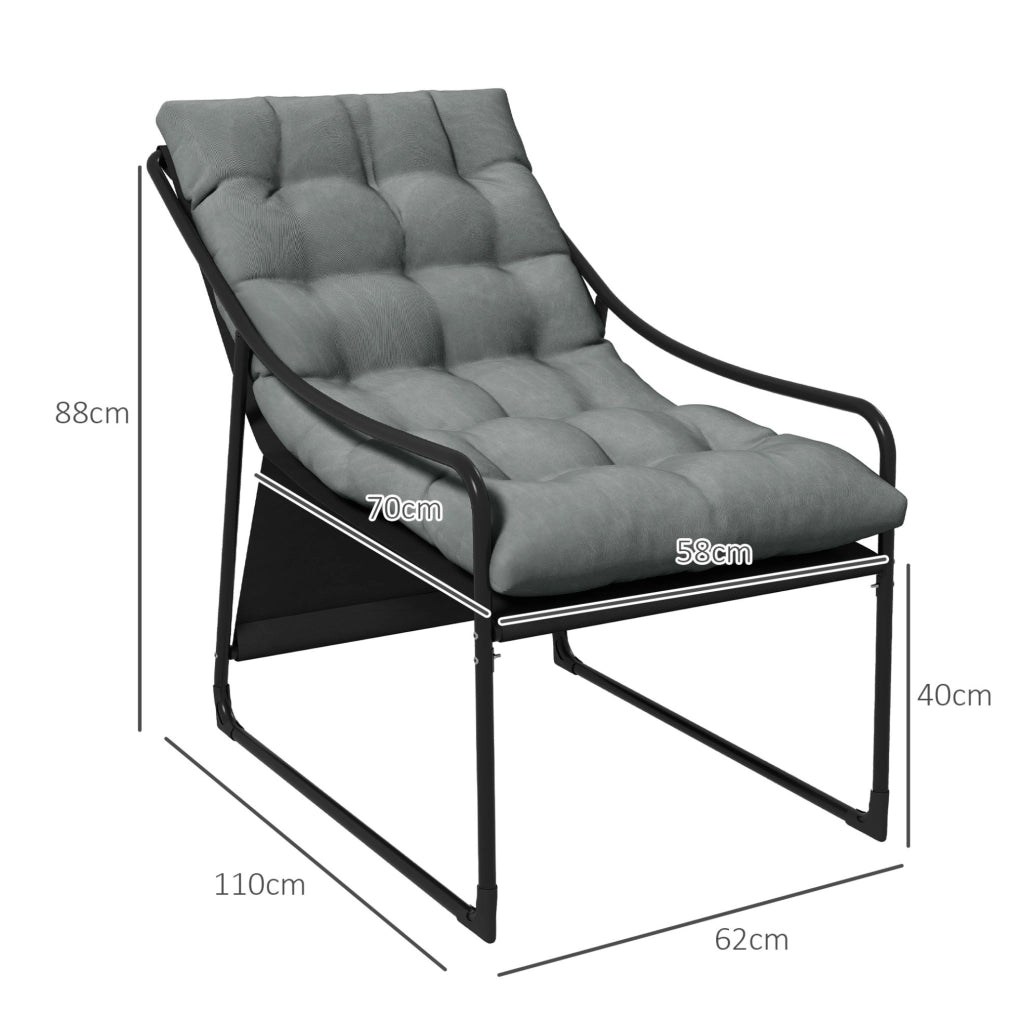 Poltrona lounge da giardino con cuscino da 10 cm; struttura in acciaio grigio