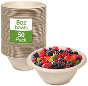 Compostabile - Contenitore per Insalata 230 ml - 50 Pezzi - Ciotole di Carta - Compostabile - Biologico - Fibre di Sacchetti di Zucchero - Contenitori da Un Tempo