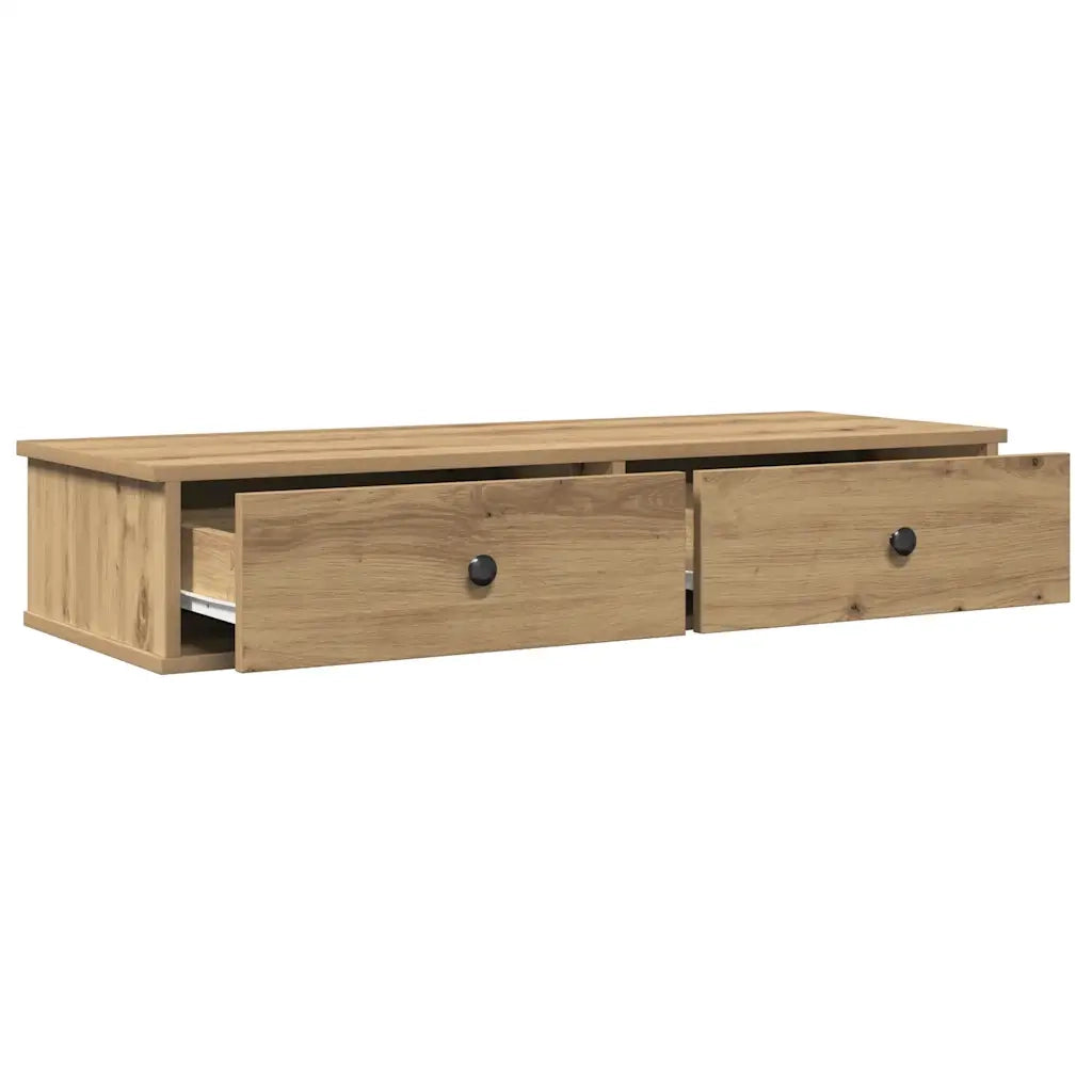 Scaffale a Parete con Cassetti Rovere 100x37,5x19 cm Truciolato 859967
