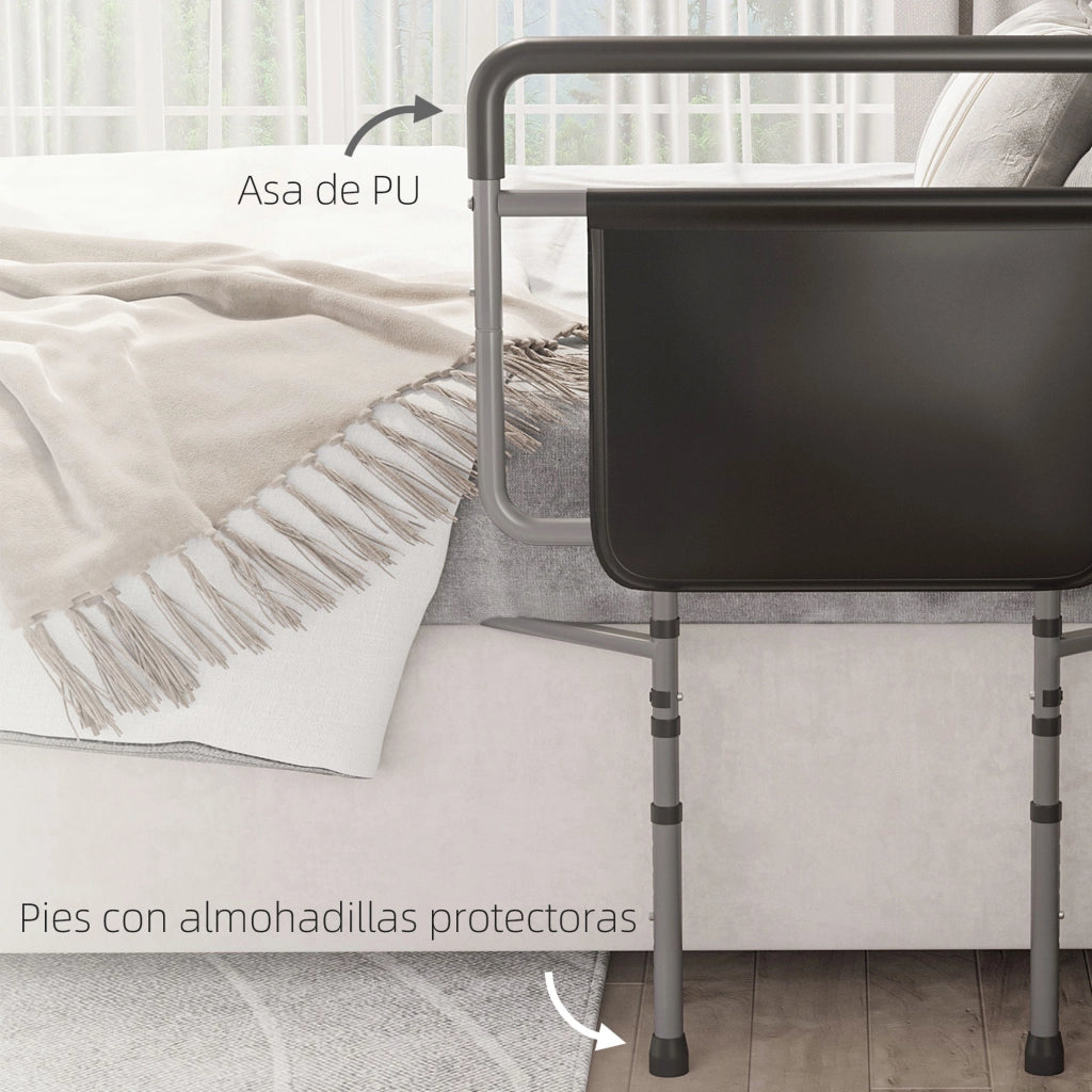Letto con Barandilla e Contenitore Regolabile in Altezza ¨C Zephmum ¨C Grigio 71x61x86-104 cm