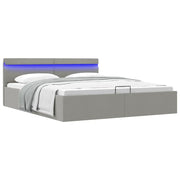 Giroletto con Contenitore e LED Grigio Chiaro Tessuto 180x200cm 285611