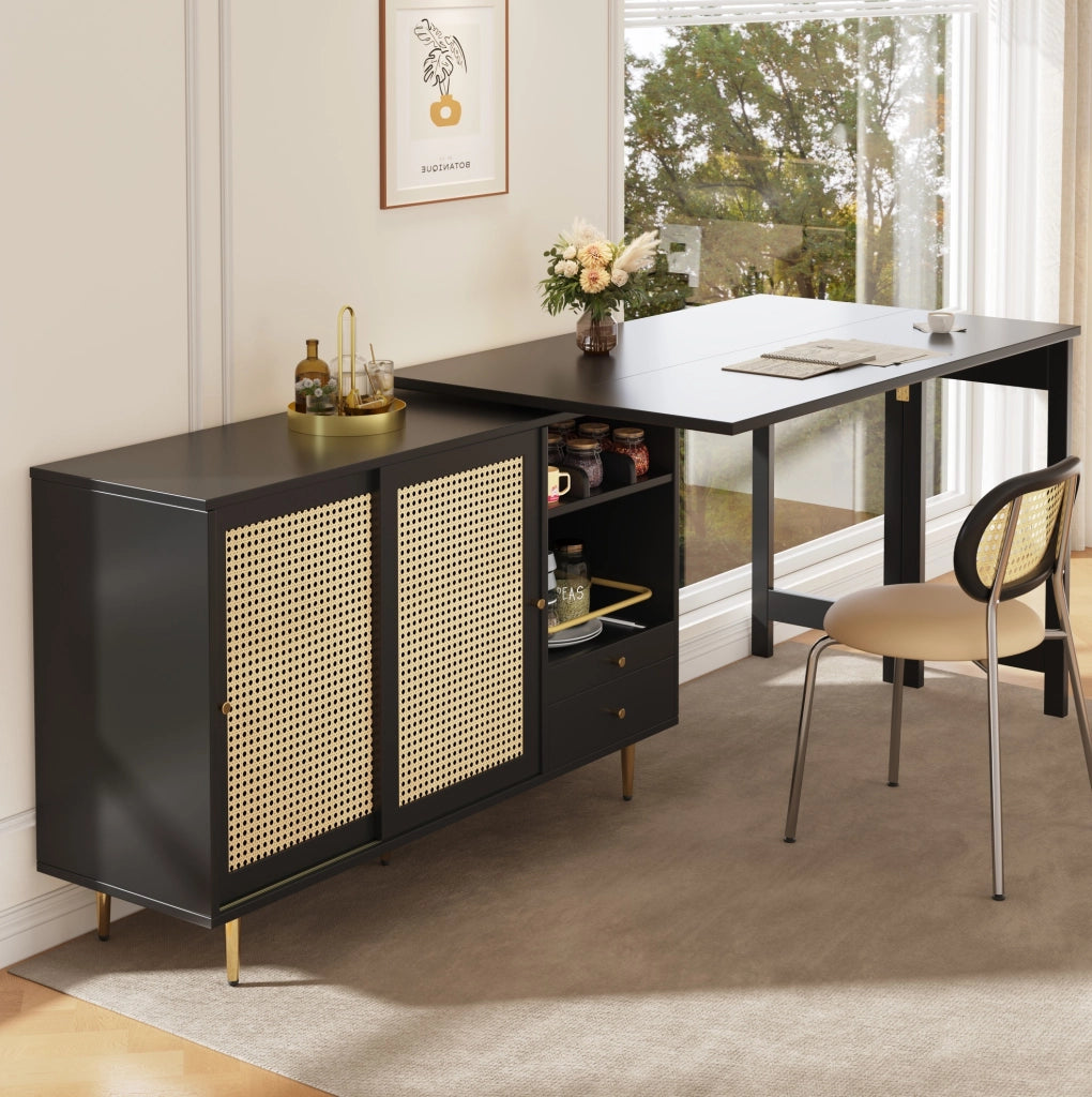 Tavolo da bar girevole 107x40x71.4 cm; estensibile; MDF; nero