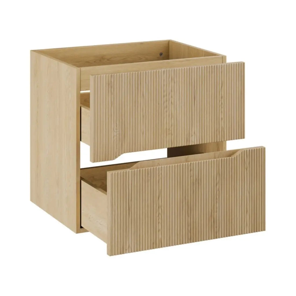 Set da bagno sospeso NATURA 155cm: mobile sotto lavabo 60cm + doppio lavabo incassato