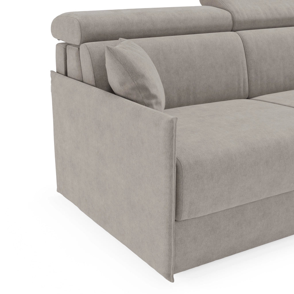 Miryam Divano letto con poggiatesta reclinabili e comfort maxi - design compatto in morbido tessuto smacchiabile T31 149 cm grigio perla
