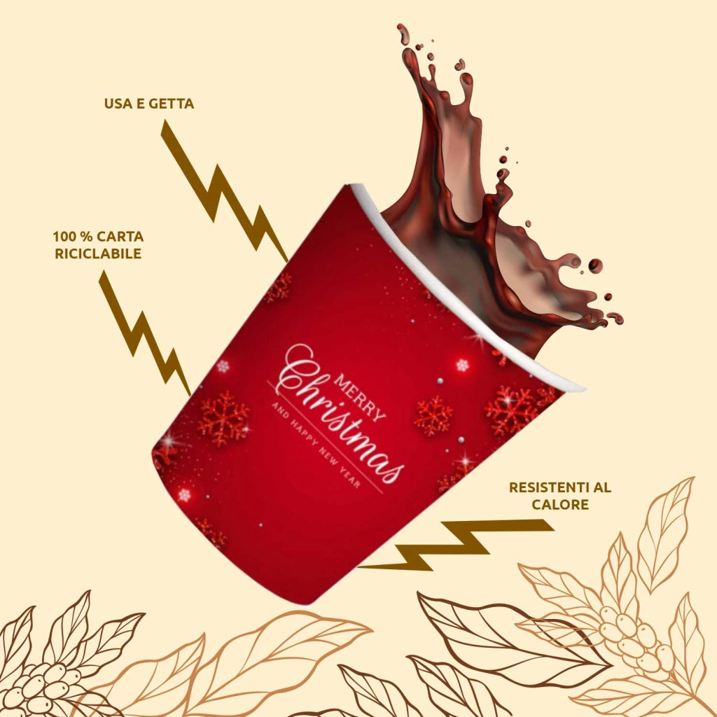 Akitaink 500 Bicchierini Caffe Natale 75ml Carta