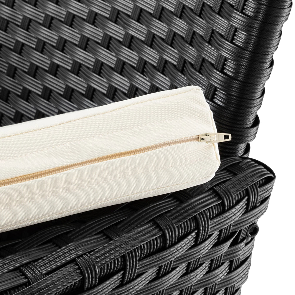 Divano da Giardino 2 Sedute Divise da Tavolino con Ripiano Vetro in Polyrattan Nero