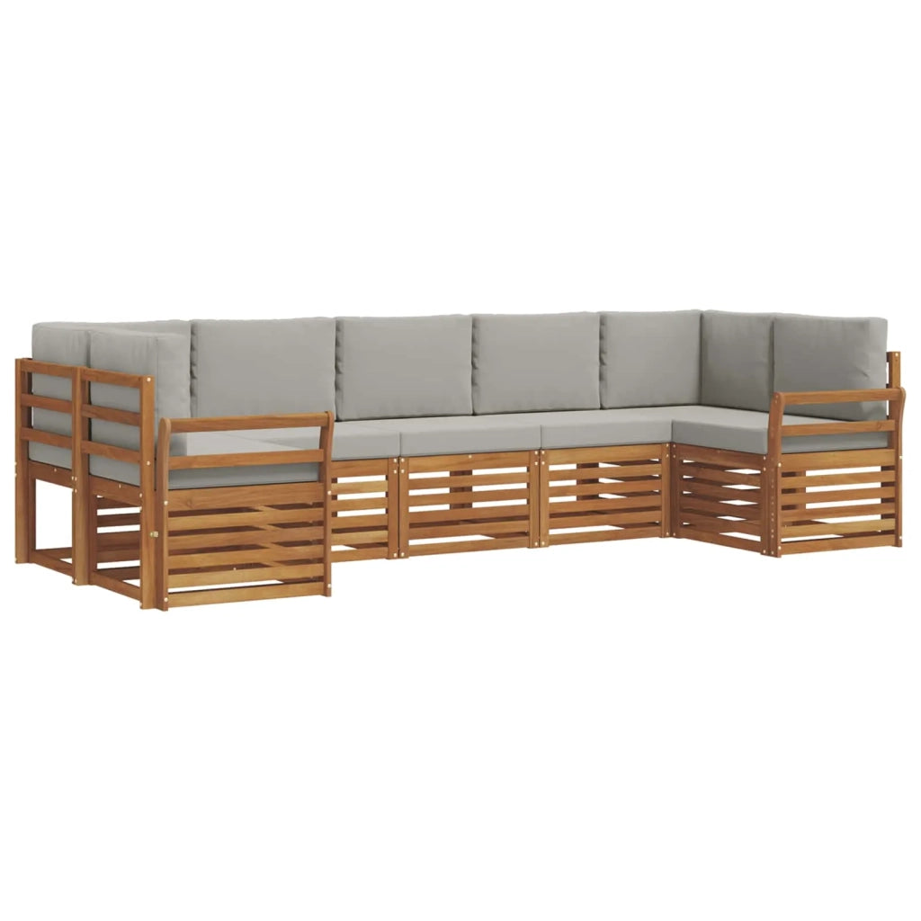 Set divano sezionale con cuscino 7 pcs Grigio Naturale e Chiaro
