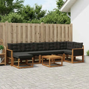 Set di divani da esterno con cuscino 8 pcs Naturale e Nero