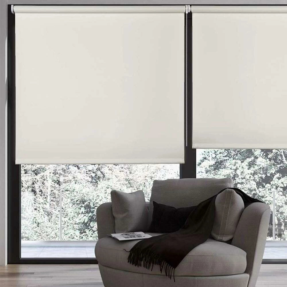 Trade Shop - Tenda Rullo Oscurante 100x180cm Bianco Con Catenina Tende Parasole Finestra Casa -