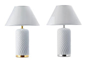 1 Pezzo Lampada da Appoggio con Base in Ceramica Edie 43 cm 2 Colori