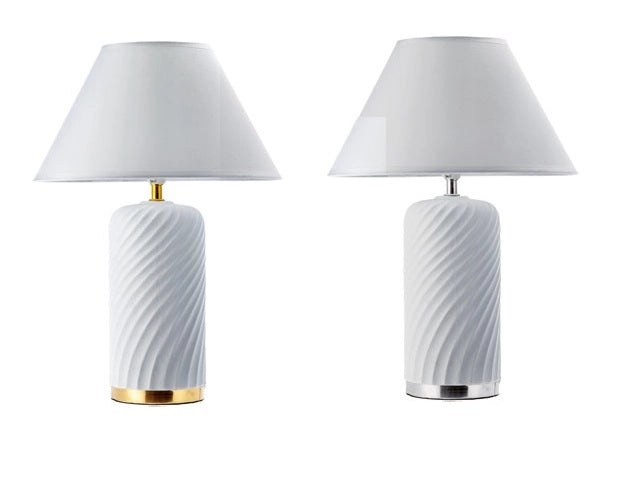 1 Pezzo Lampada da Appoggio con Base in Ceramica Edie 43 cm 2 Colori