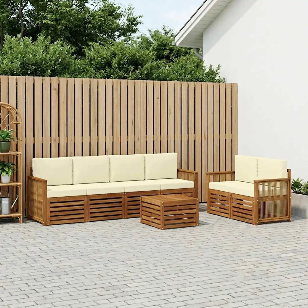 Set di divani da esterno con cuscino 7 pcs Naturale e Crema 3384056