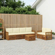 Set di divani da esterno con cuscino 7 pcs Naturale e Crema 3384056