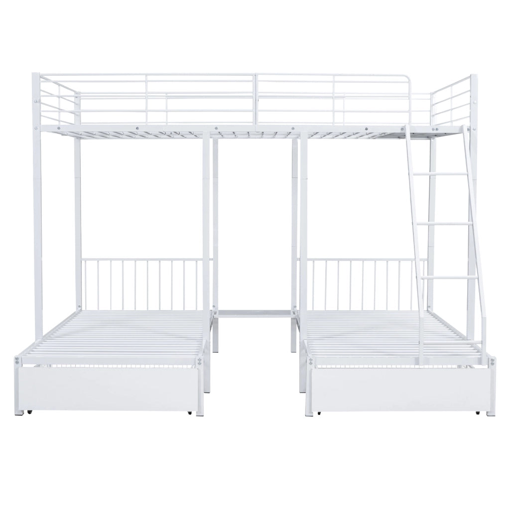 LETTO a castello triplo convertibile 140x200 cm e 2x 90x200 cm Metallo Bianco