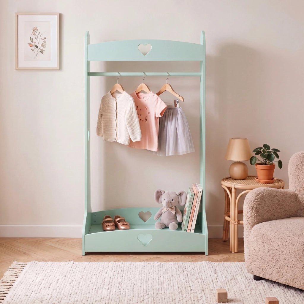 Appendiabiti da Terra Haandsvanssad per Cameretta 126x73x43 cm - Verde Menta [en.casa]