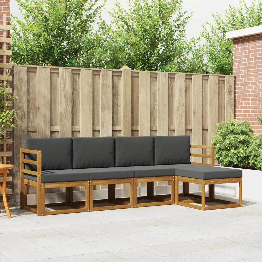 Set di divani da esterno con cuscino 5 pcs Naturale e Antracite