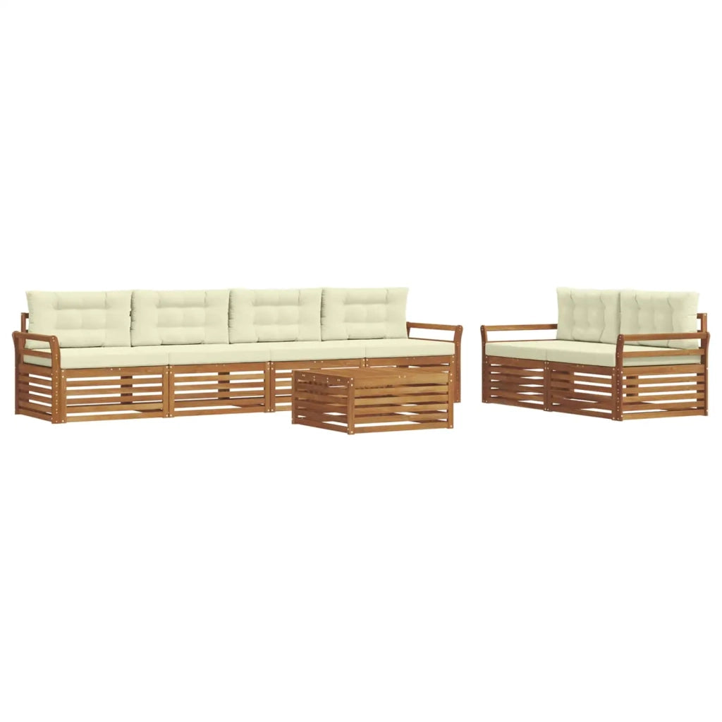 Set di divani da esterno con cuscino 7 pcs Naturale e Crema